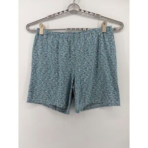 Lands End Womens 2X Blue Green Knit Shorts Space Dye Elastic Waist Pockets